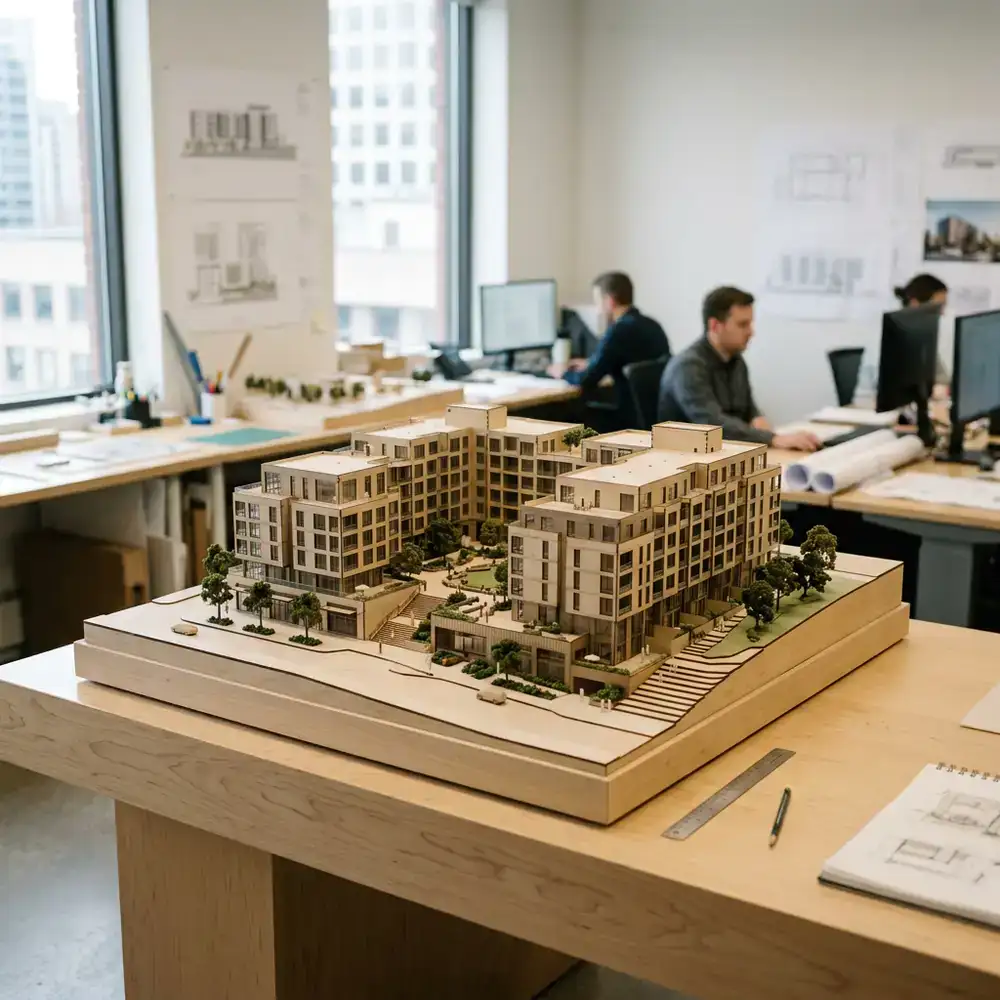 Architectural scale model in the FormAxis studio